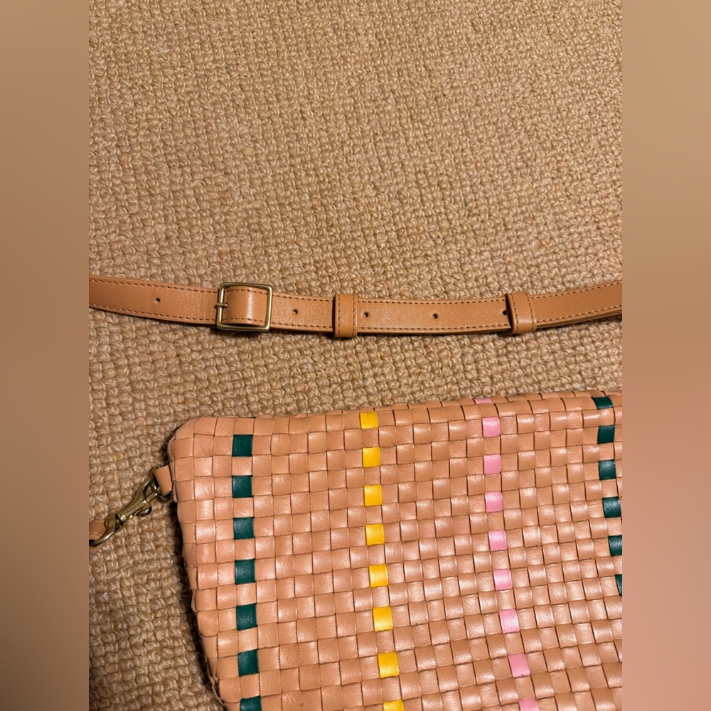 Clare V Grande Fanny in Bisque Check sold with detachable pink chain strap - Picture 12 of 16